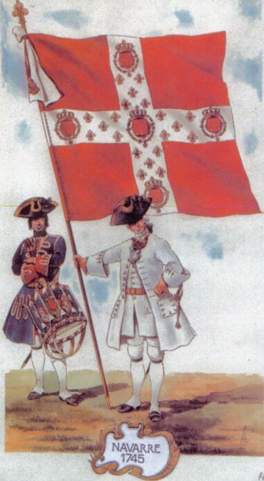 Tambour et porte-enseigne du régiment de Navarre en 1745.